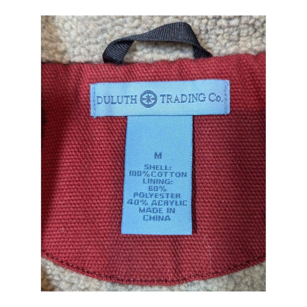 Duluth Trading Canvas Vest Men’s M Red Sherpa Lined Pockets Heavy Workwear - Picture 3 of 5